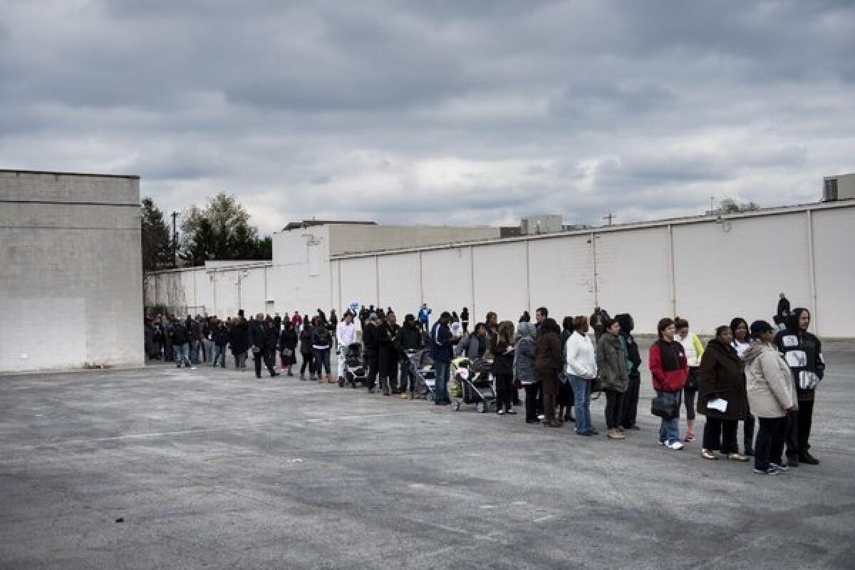 Columbus, Ohio, residents lining up to vote Sunday.