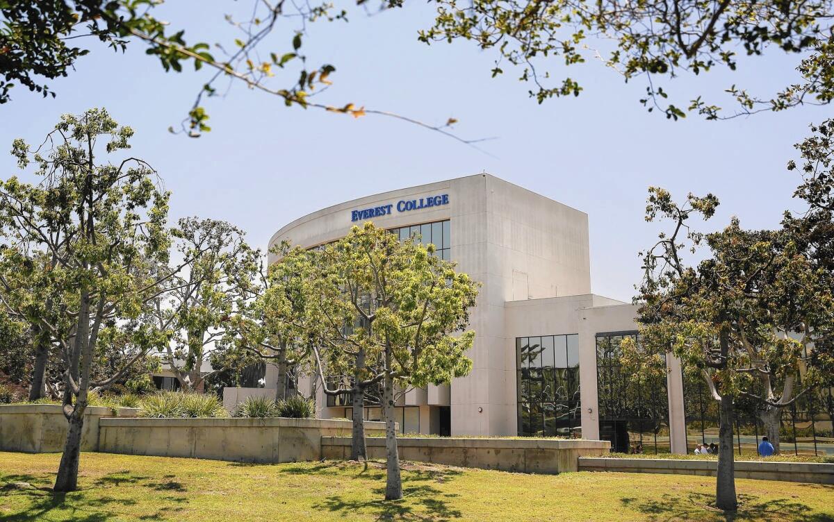 Federal and state investigators have long viewed Corinthian Colleges as one of the most problematic players in the troubled for-profit college industry. Above, Corinthian's Everest College in Santa Ana.