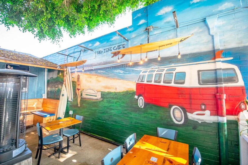Mural in the patio of the Fig Tree Cafe in Pacific Beach.