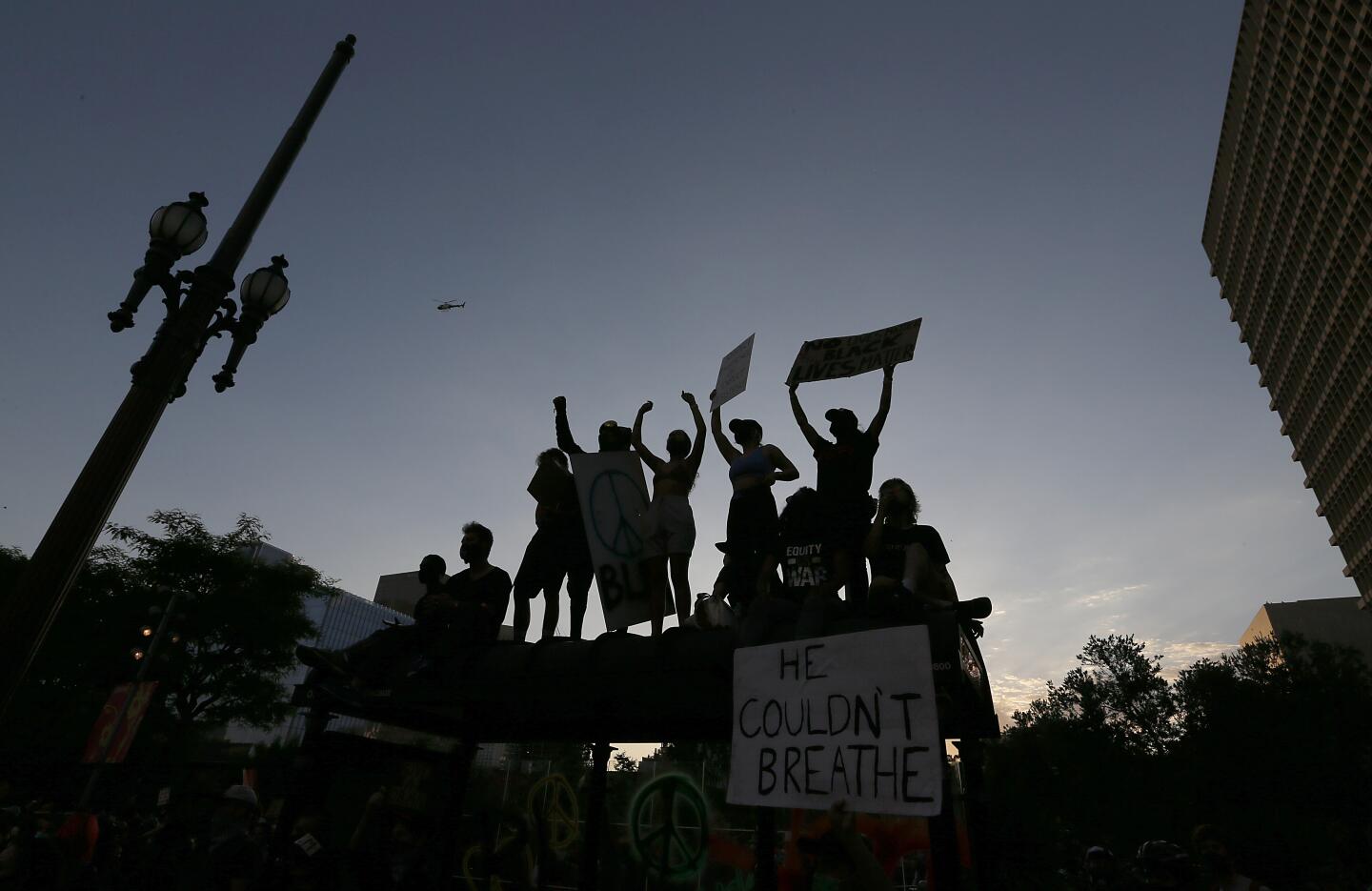 Protesters in downtown Los Angeles