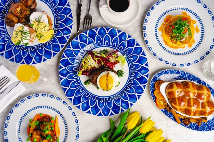 Easter brunch menu items at Herb & Sea in Encinitas.