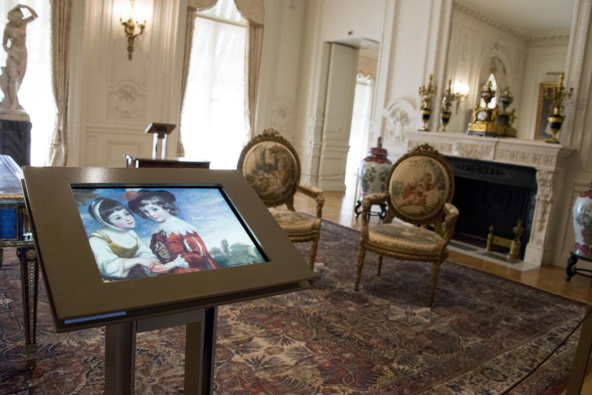 An iPad installed in the Huntington Library contains indepth information about the museum's historic rooms, which contain recreations of the areas where Henry and Arabella Huntington once lived.