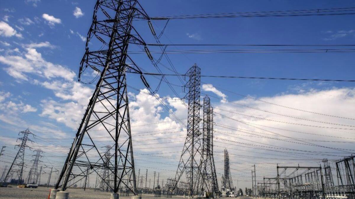 Electricity distribution lines at Southern California Edison's grid control center in Ontario.