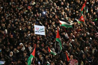 Jordanians chant slogans during a demonstration near the Embassy of Israel in Amman on March 28, 2024, in support of Palestinians amid ongoing battles between Israel and the militant Hamas group in the Gaza Strip. (Photo by Khalil MAZRAAWI / AFP) (Photo by KHALIL MAZRAAWI/AFP via Getty Images)