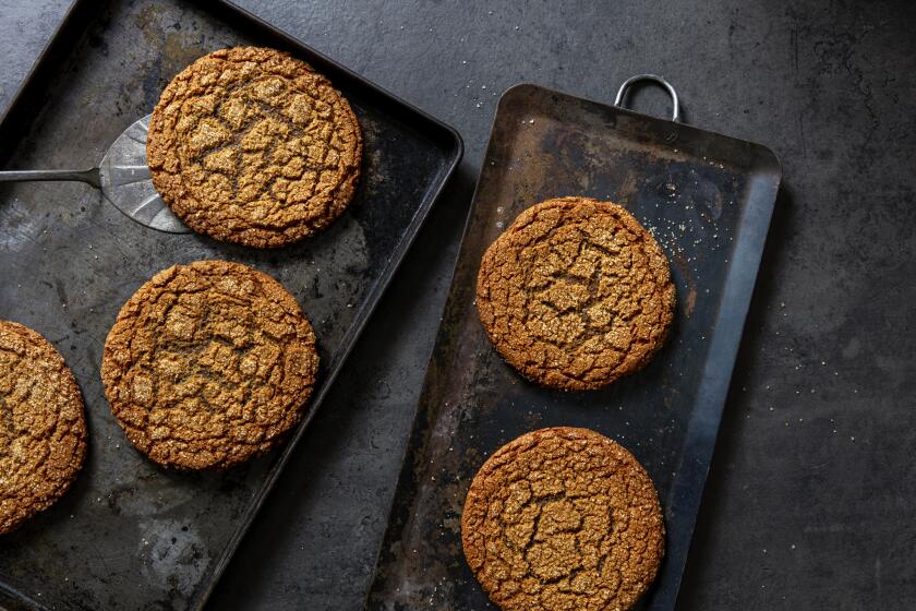 LOS ANGELES, CALIFORNIA, Nov. 19, 2020: Ben Mims' Ginger Molasses Cookies, from a recipe by Brad Ray of Antico, photographed for LA Times Food section's Holiday Cookies 2020 story on Thursday, Nov 19, 2020, at the Proplink Studios in Arts District Los Angeles. (Photo / Silvia Razgova, food styling and prop styling / Leah Choi) ATTN: 653895-la-fo-holiday-cookies-2020