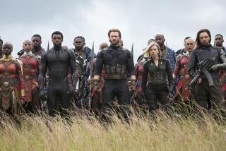 Front row, left to right: Okoye (Danai Gurira), Black Panther-T'Challa (Chadwick Boseman), Captain America-Steve Rogers (Chris Evans), Black Widow-Natasha Romanoff (Scarlett Johansson) and Winter Soldier-Bucky Barnes (Sebastian Stan) in "Avengers: Infinity War." MUST CREDIT: Chuck Zlotnick, Marvel Studios-Walt Disney