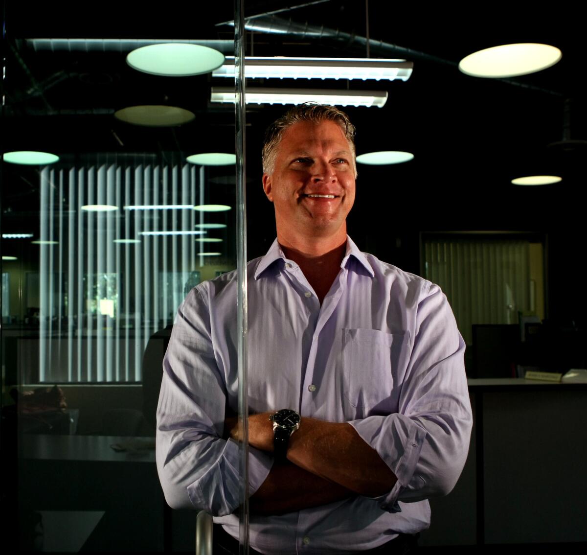 Keith Leonard, chief executive of Kythera Biopharmaceuticals Inc., stands inside the company's headquarters in 2013.