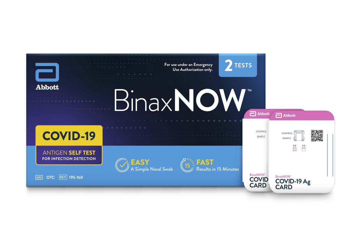 Packaging for the BinaxNOW self test for COVID-19