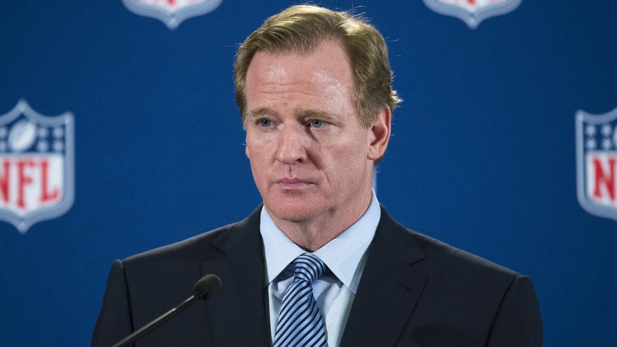 NFL Commissioner Roger Goodell speaks during a news conference in New York on Oct. 8.