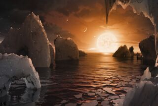 Imagen de un artista proporcionada de NASA/JPL-Caltech de cómo podría ser la superficie del exoplaneta TRAPPIST-1f, según datos disponibles sobre su diámetro, masa y distancia de la estrella que orbita. (NASA/JPL-Caltech vía AP)