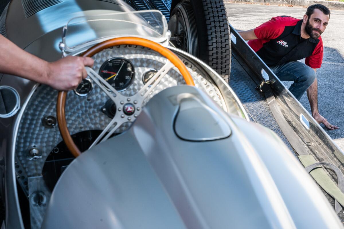 The interior of the 1937 Mercedes-Benz W 125 Grand Prix racer.