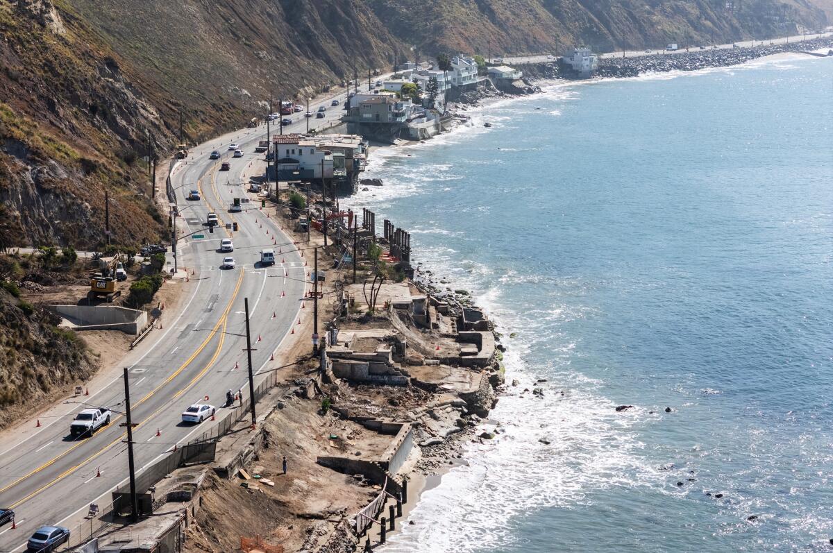 Pacific Coast Highway near Big Rock Beach in Malibu, CA.