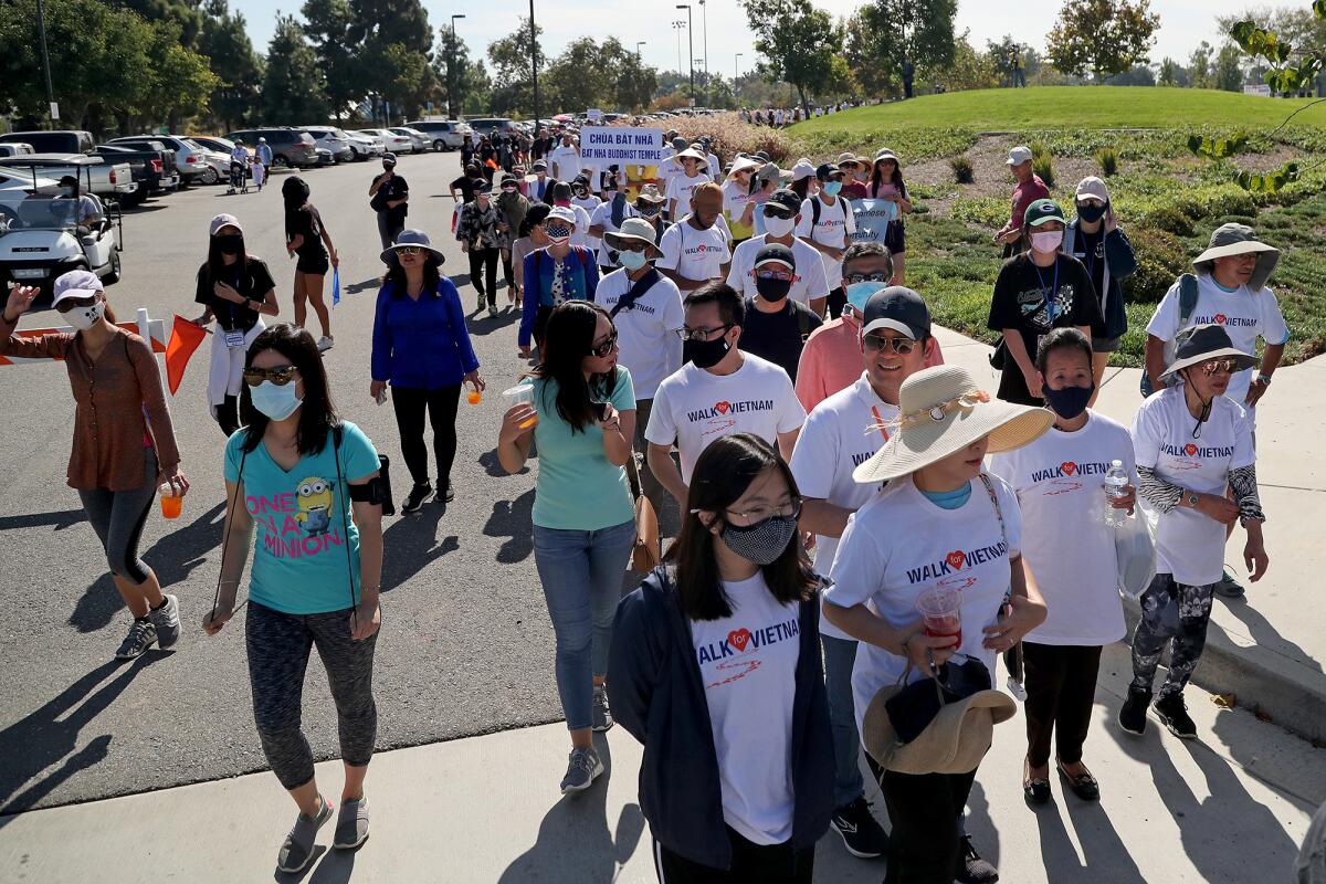 Hundreds participate in the "Walk for Vietnam" event on Oct. 2 at Mile Square Park Tennis Center in Fountain Valley.