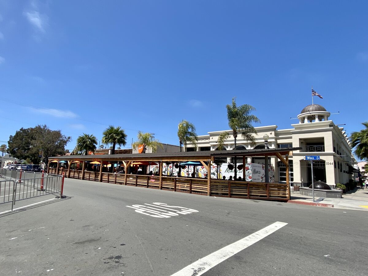 Puesto La Jolla has applied to extend the use of parking spaces on Wall Street for outdoor dining for up to five years.