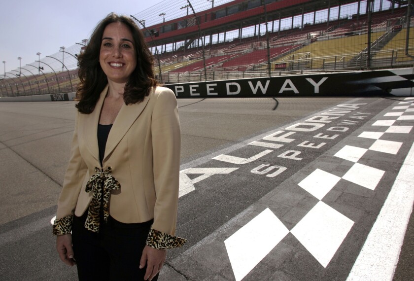 Longtime motorsports executive Gillian Zucker, shown at Auto Club Speedway in Fontana in 2006 when she was president of track, has been named the Clippers' president of business operations.