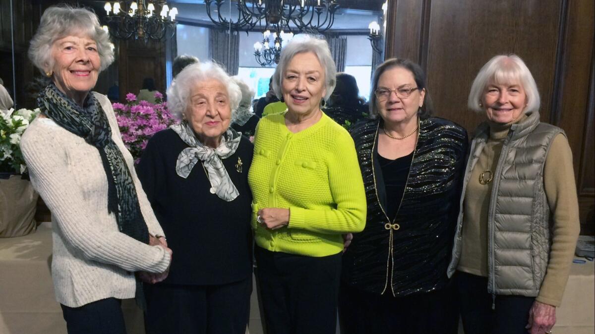 Card Party prize winners are, from left, Shirley Lesher, Ollie Vick, Mona McCann, Ruth Bornstein and Shirley Dunbar.