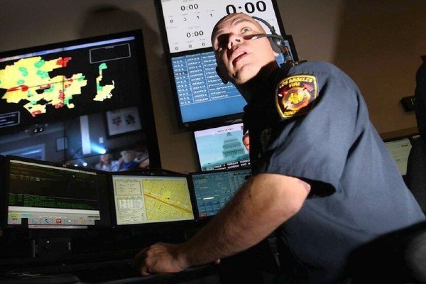 A dispatcher in the Los Angeles Fire Department's 911 call center. The study did not include L.A. County's highest-volume dispatch centers, which are operated separately by the police and fire departments for the county and the city of L.A.