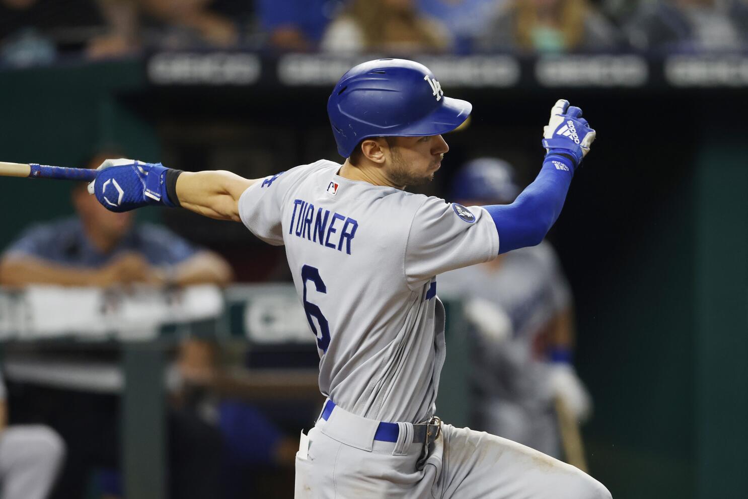 Los Angeles Dodgers' Tony Wolters at bat against the Kansas City