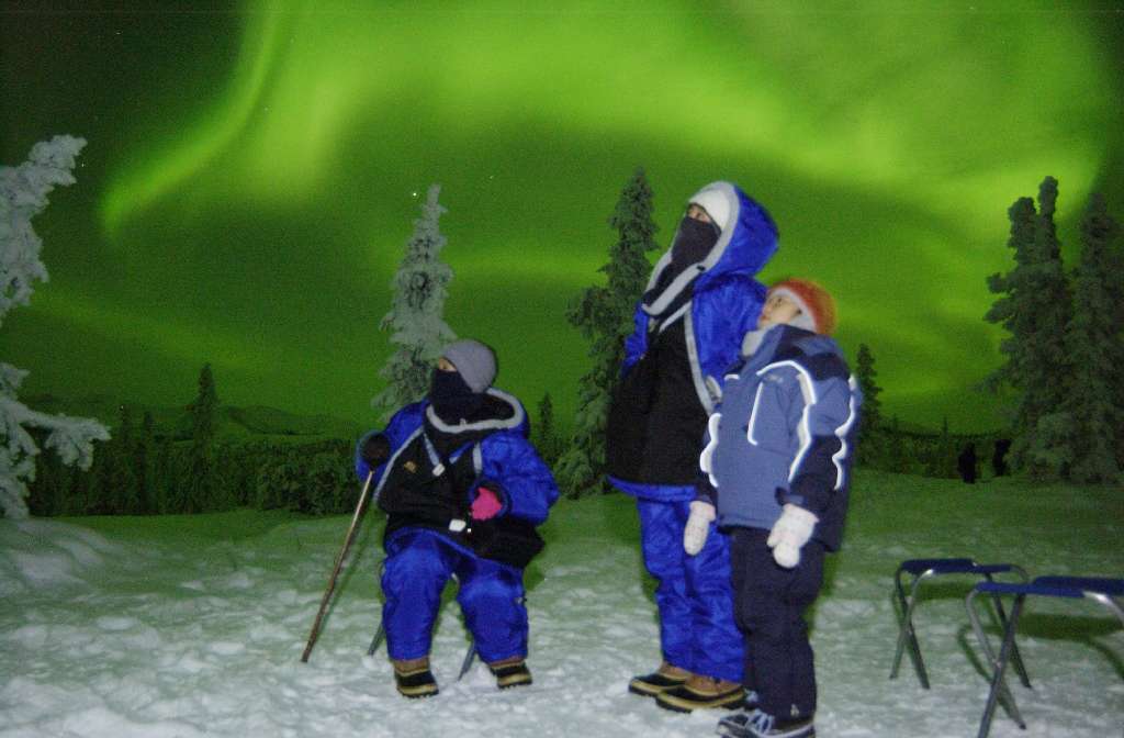 Visitors to Fairbanks, Alaska, beneath a swath of eerie green in 2007.