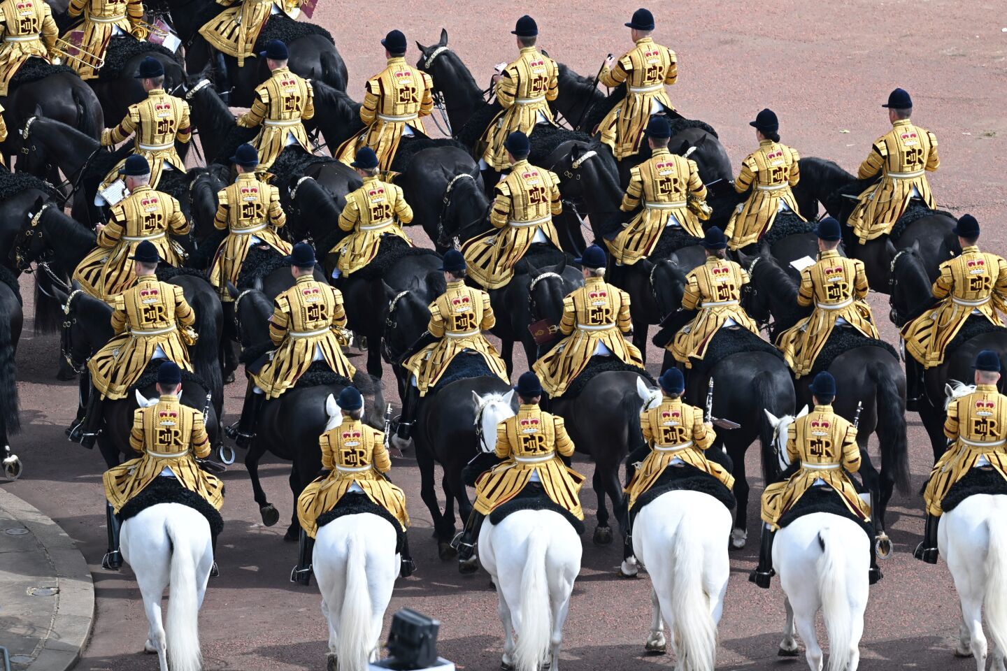 Band of the Household Cavalry members take part in the Trooping the Color ceremony in London.