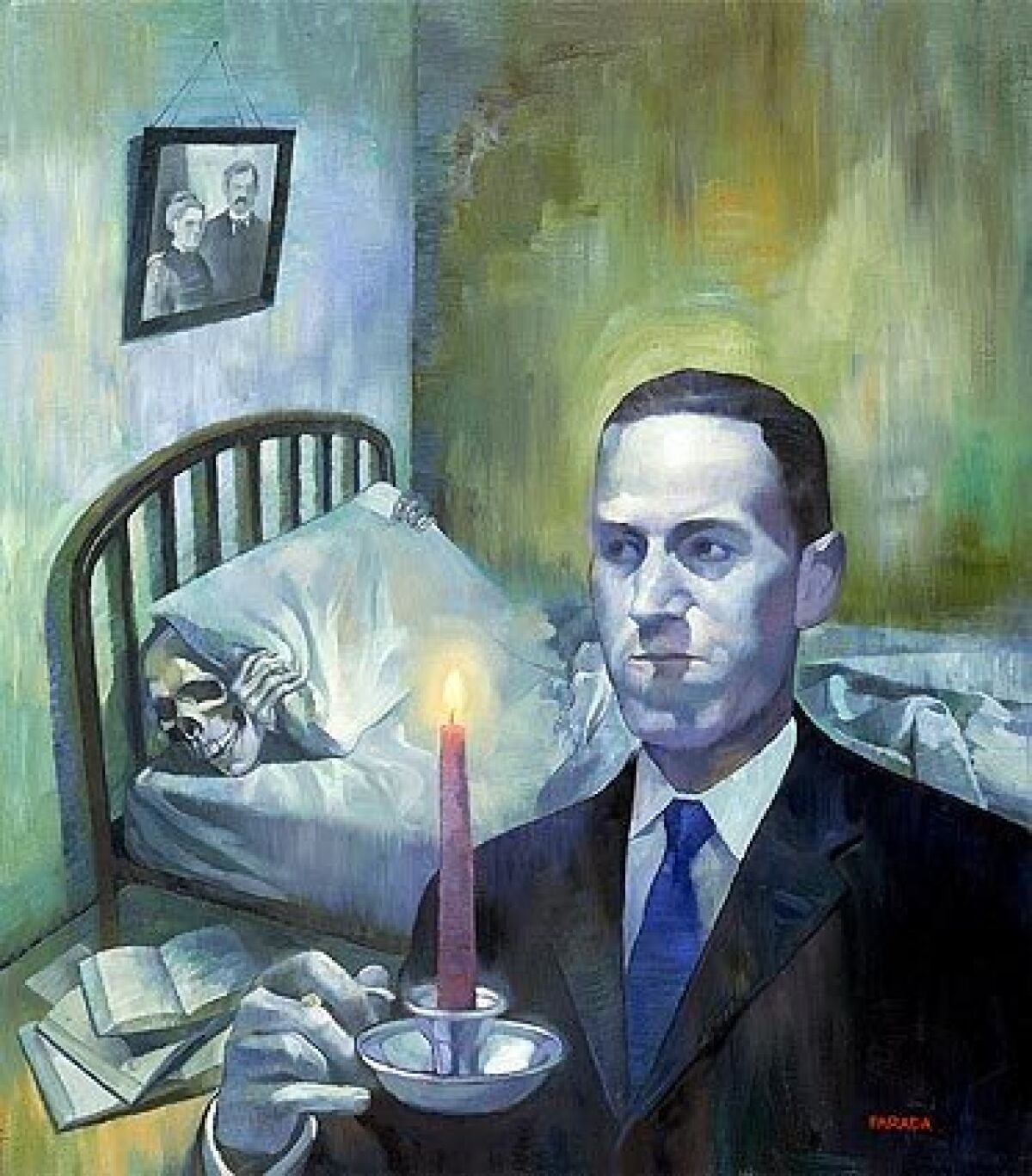 An illustration of the writer H.P. Lovecraft. 83 years after his death, his racist ideas are drawing scrutiny