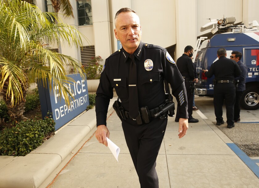 Beverly Hills Police Chief Mark Stainbrook after a December press conference 