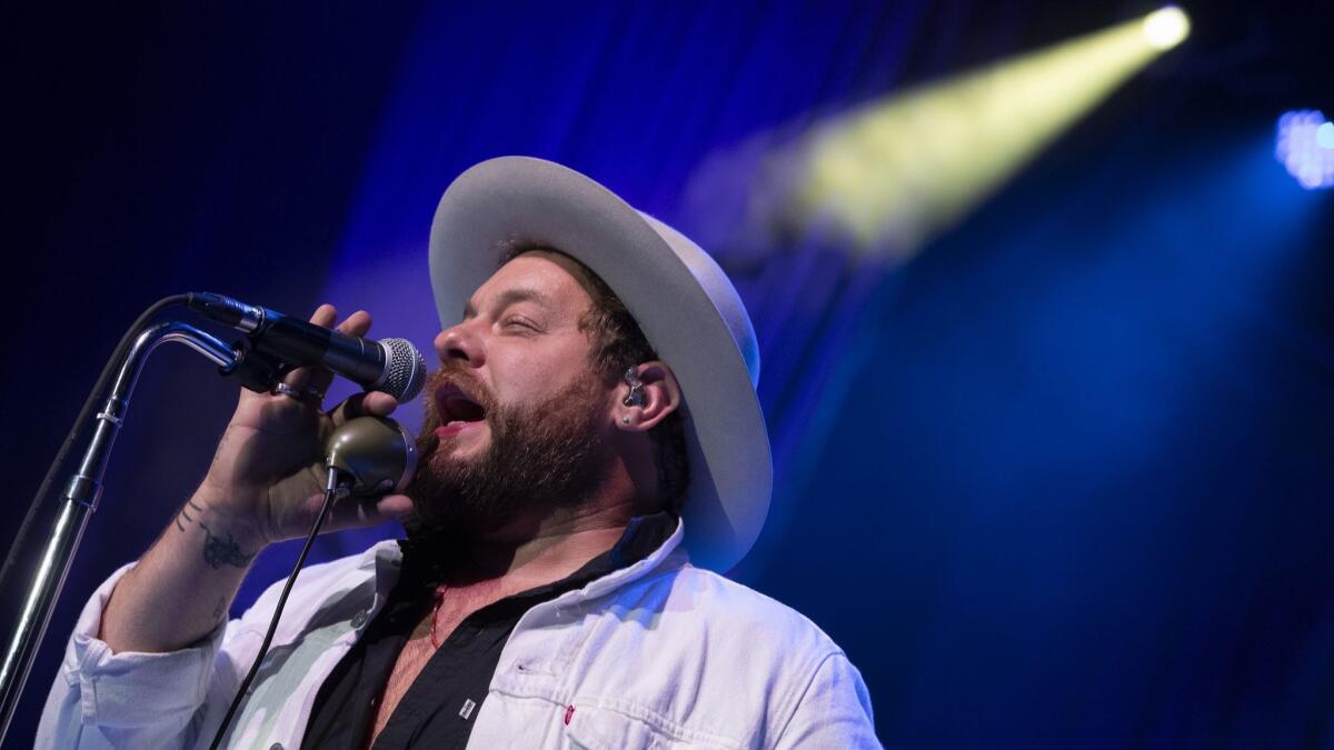 Nathaniel Rateliff & the Night Sweats perform at the Greek Theatre in Los Angeles on Wednesday.