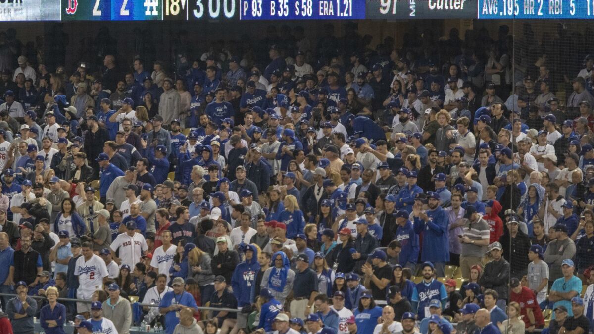 Dodgers fans rally in Game 3 of the 2018 World Series.