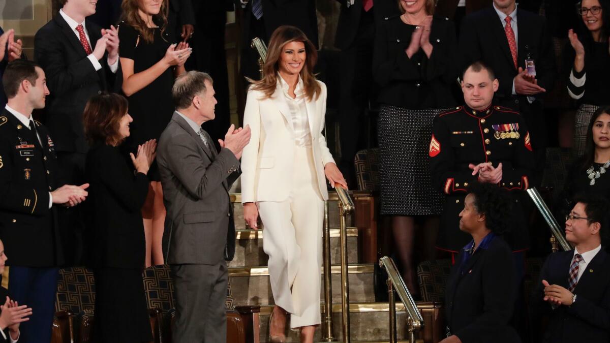 Melania Trump arrives before the State of the Union address on Jan. 30.