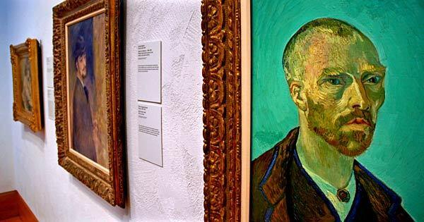 A Van Gogh self-portrait inside Harvard Art Museum's Sackler building