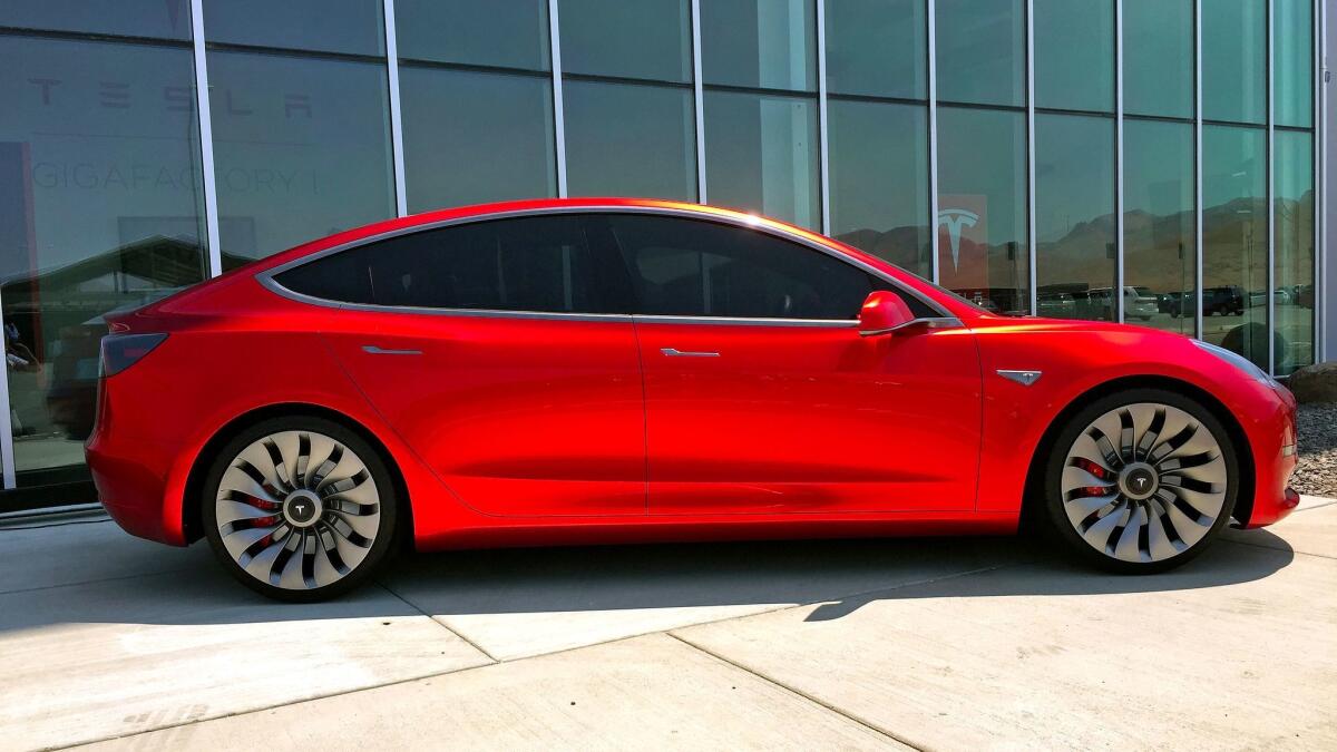 Model 3 prototype. (Russ Mitchell / Los Angeles Times)