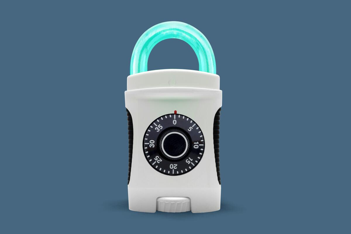 Photo illustration of a deodorant stick with dial from a combination lock