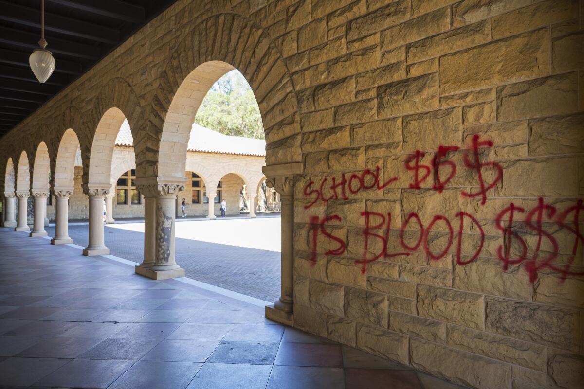 Graffiti on the wall of a Stanford University building