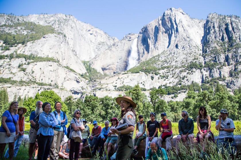 Ranger Yenyen Chan prepares to lead a group on a hike at Yosemite National Park.