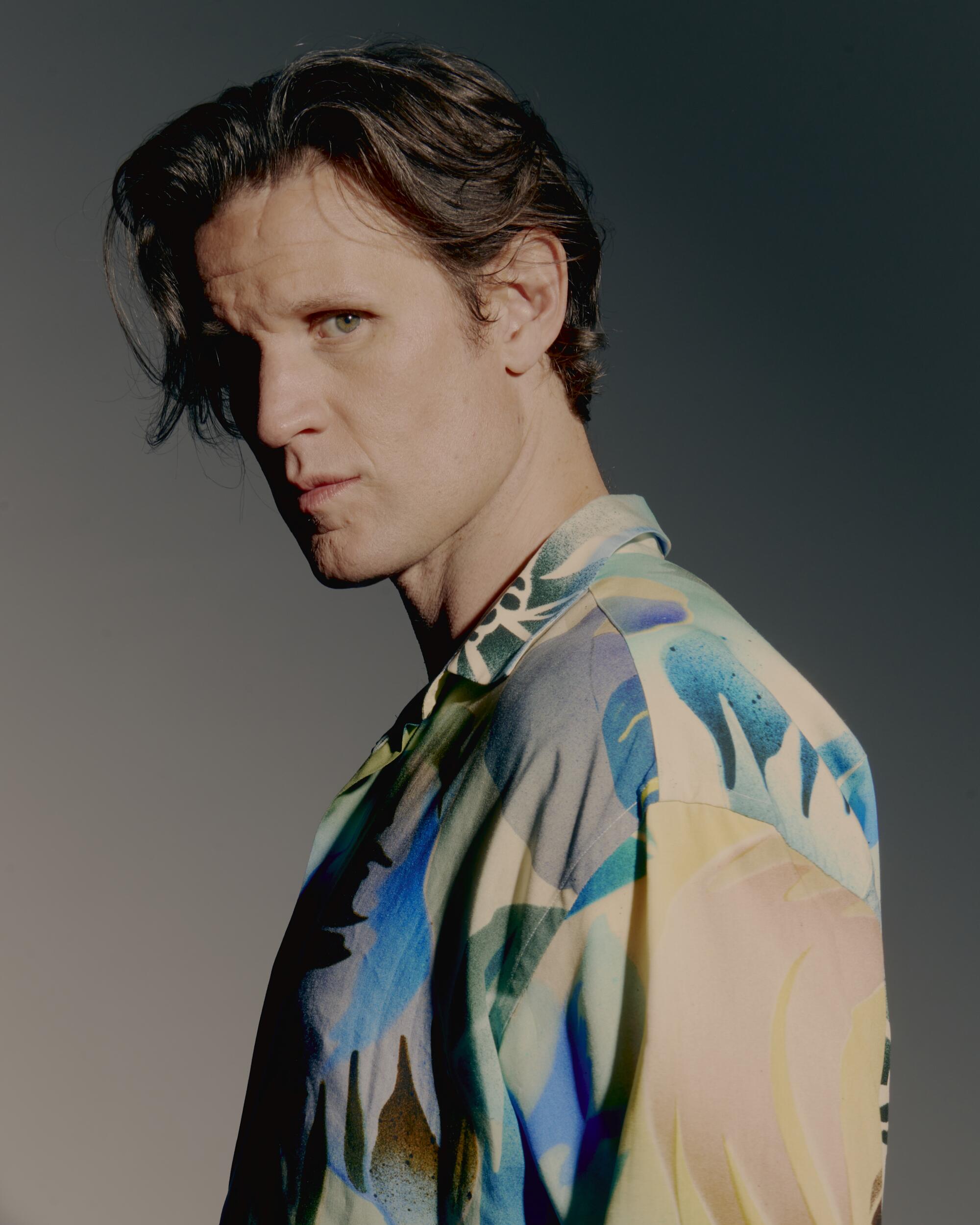 The actor Matt Smith posing for a portrait at the HBO offices at Hudson Yards in Manhattan.