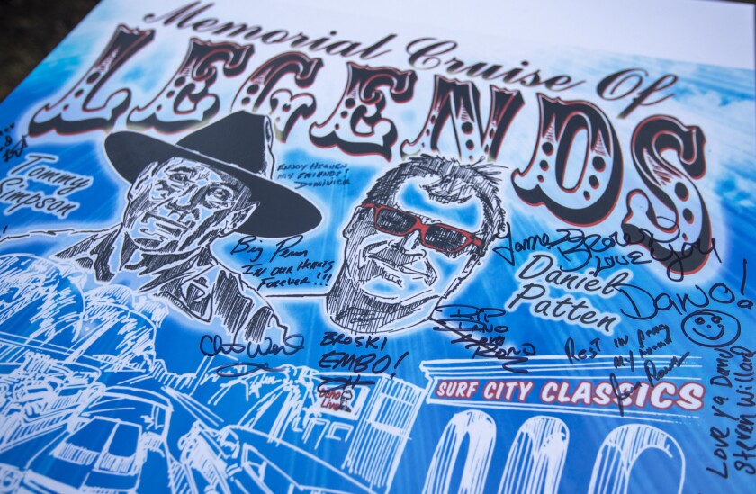 A poster with drawings of Tommy Simpson, left, and Daniel "Dano" Patten.