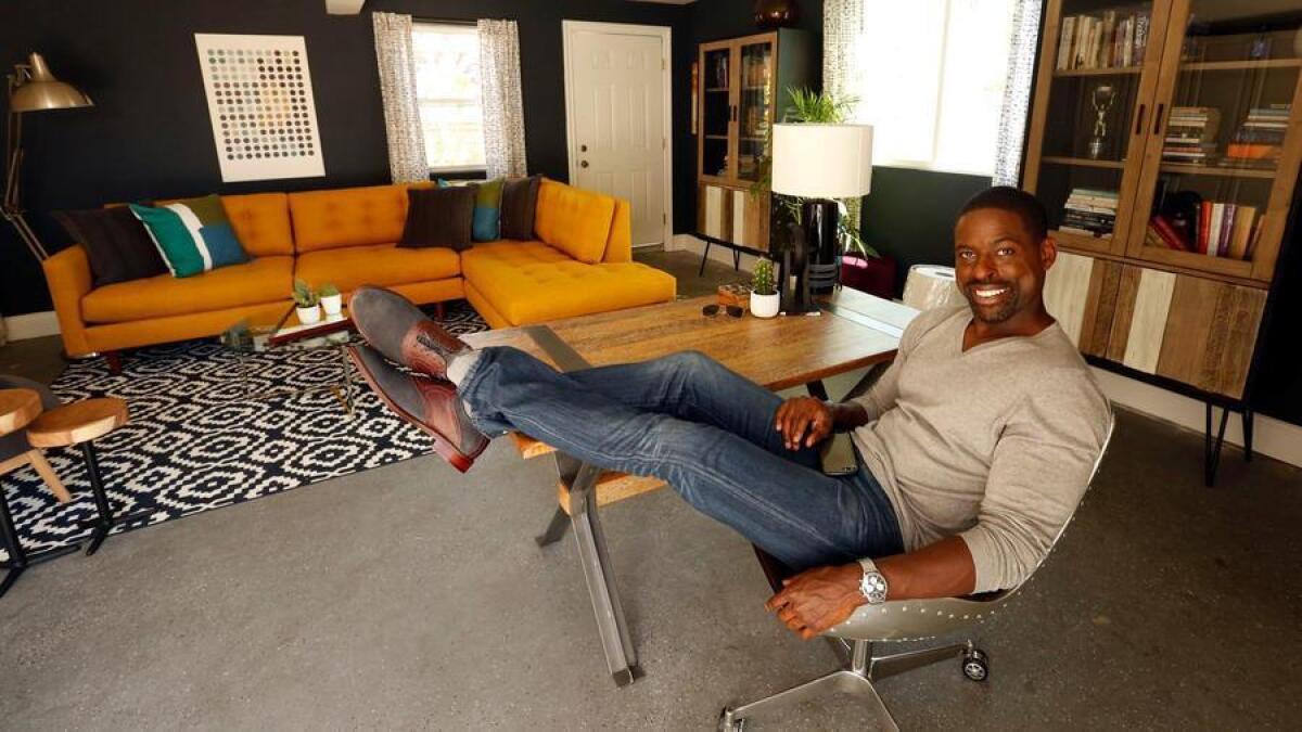 Emmy-Award winning actor Sterling K. Brown spends time in his favorite room, a converted garage in his midtown home in Los Angeles.
