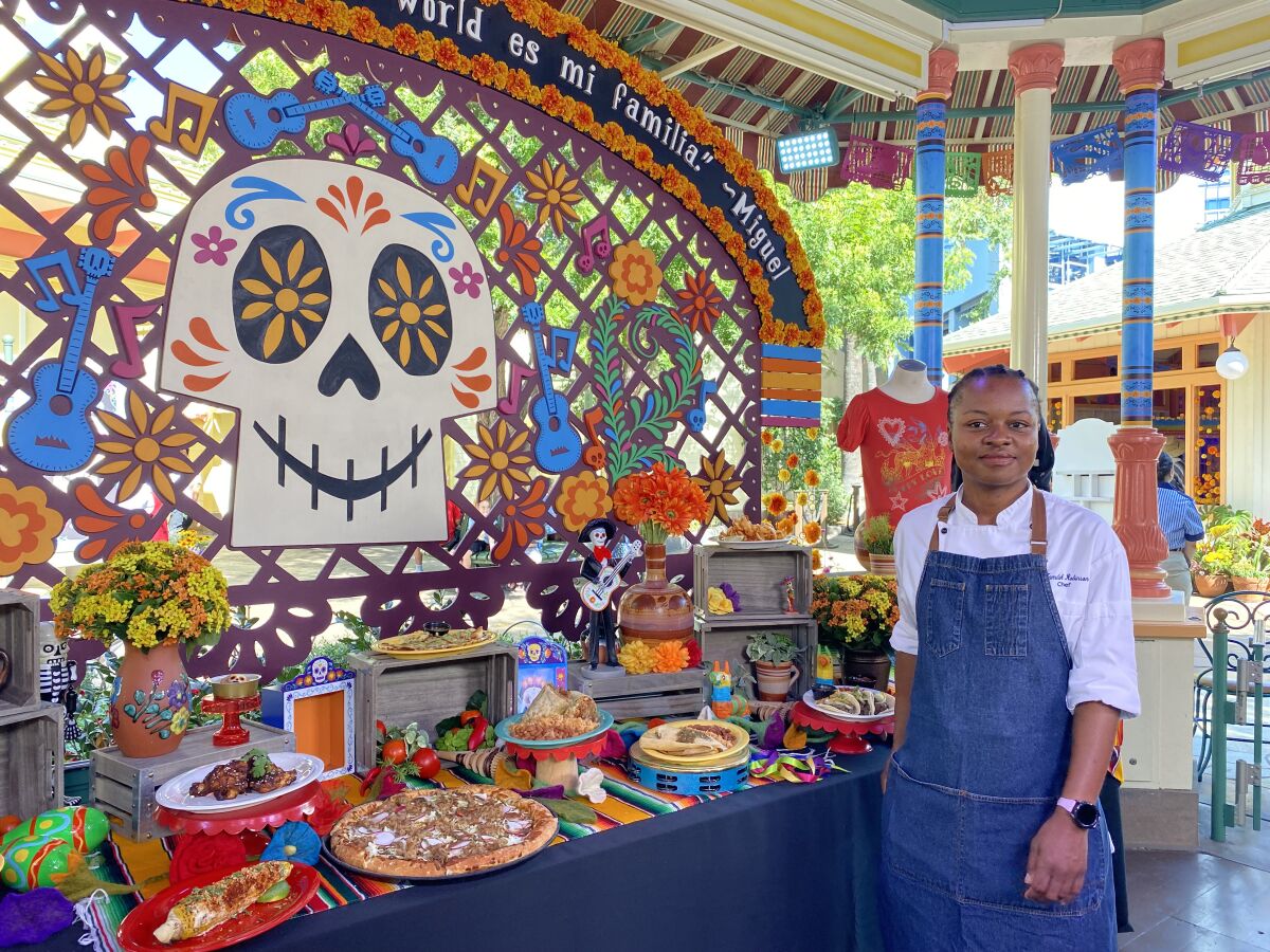 Chef Kamilah Robinson presents Mexican food at Paradise Garden Grill at Disney California Adventure Park on Sept. 2, 2022.