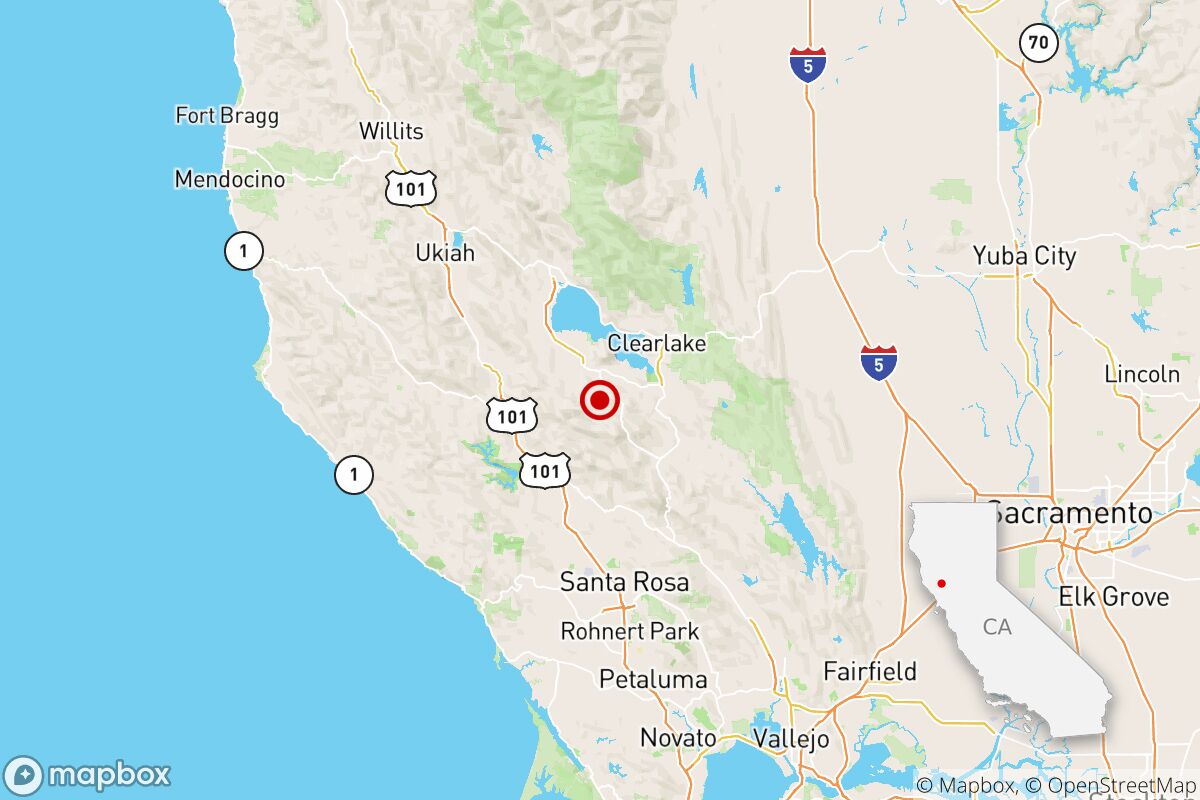 A magnitude 3.6 earthquake was reported eight miles from Clearlake, Calif., according to the U.S. Geological Survey.