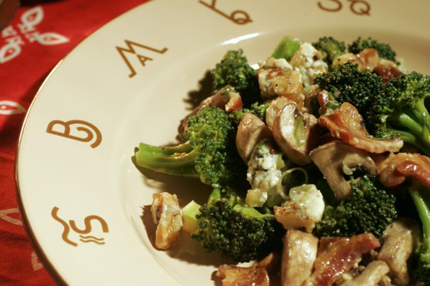 Exploring broccoli's crisp and crunchy side. And there's bacon! Recipe: Broccoli chopped salad