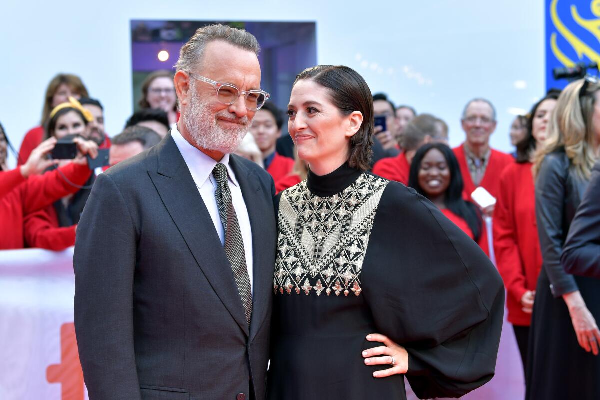 Tom Hanks and Marielle Heller attend the "A Beautiful Day in the Neighborhood" premiere at the 2019 Toronto International Film Festival.