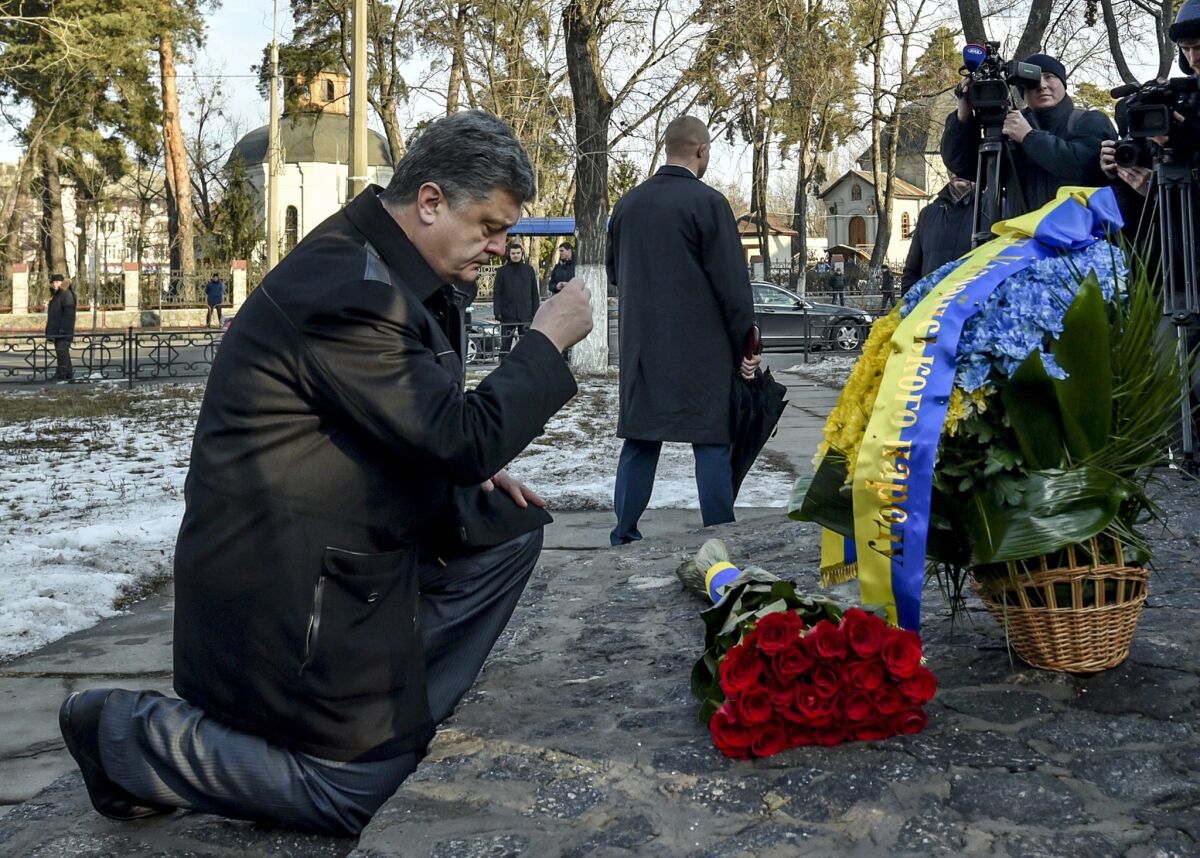 Ukrainian President Petro Poroshenko at a Dec. 14 memorial honoring those who lost their lives trying to contain the world's worst nuclear accident at Chernobyl, Ukraine, in 1986.