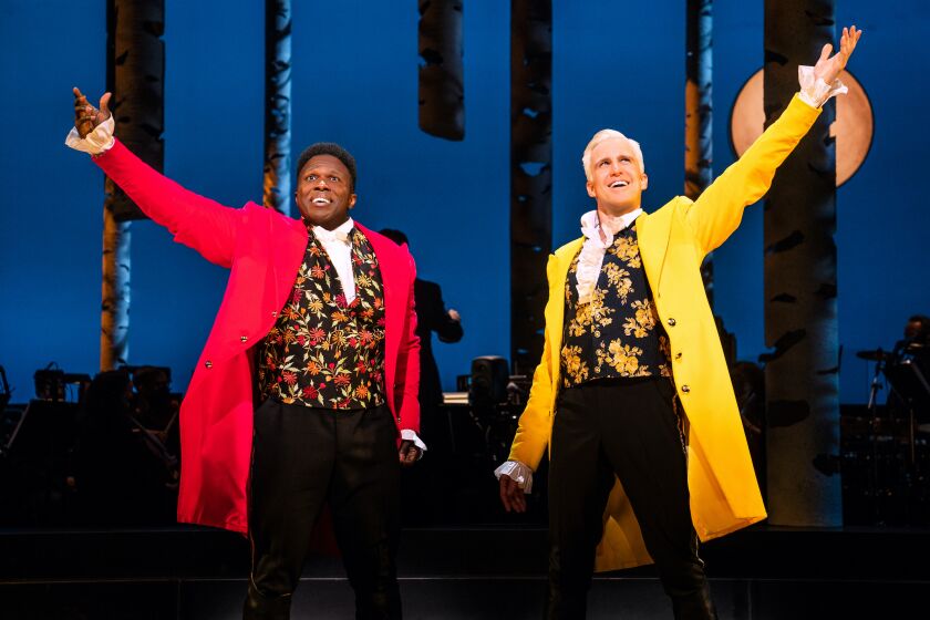 Joshua Henry and Gavin Creel in the Broadway revival of "Into the Woods" that's nominated for a 2023 Tony Award.
