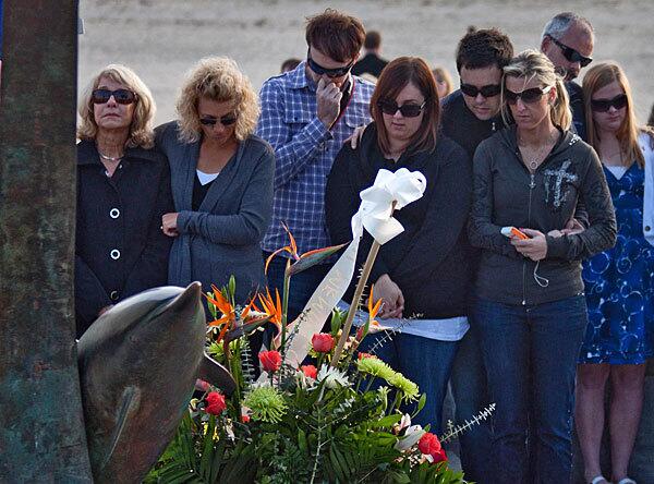 Family and friends of passengers and crew who died in the crash of an Alaska Airlines jet off Ventura County gathered Sunday at a memorial sundial erected in the victims' honor at Port Hueneme. Eighty-three passengers and five crew members died Jan. 31, 2000, when the jetliner from Puerto Vallarta, Mexico, plunged into the Pacific Ocean. There were no survivors.