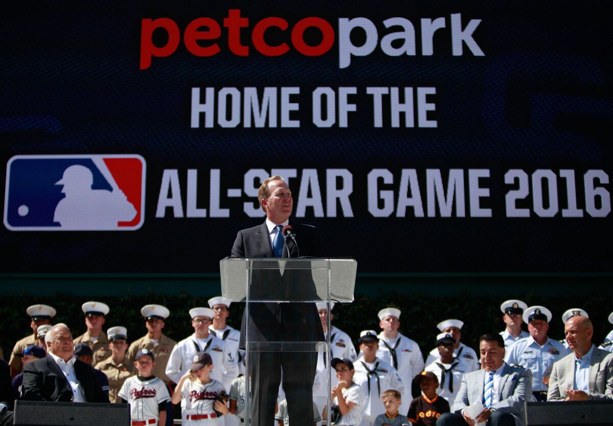 Mayor Kevin Faulconer and the San Diego Padres unveiled the official logo of the 2016 All-Star Game Friday at Petco Park. 