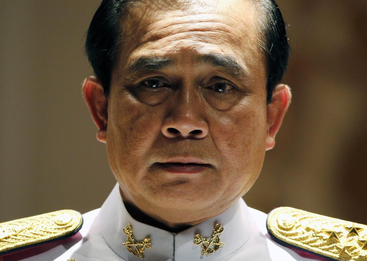 Thai army chief General Prayuth Chan-ocha looks on during a news conference at the Royal Thai Army headquarters in Bangkok.