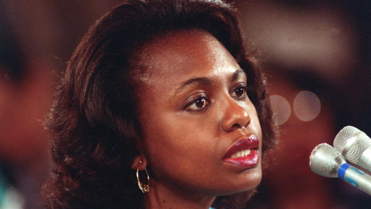 University of Oklahoma law professor Anita Hill testifies before the Senate Judiciary Committee on the nomination of Clarence Thomas to the Supreme Court on Capitol Hill in Washington, on Oct. 11, 1991.