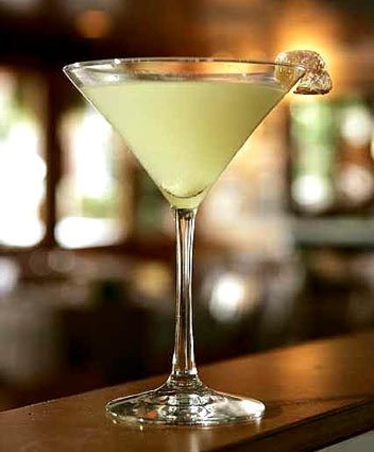 The gingertini at Literati II is made with ginger-muddled vodka, lemon juice and freshly pressed apple juice.