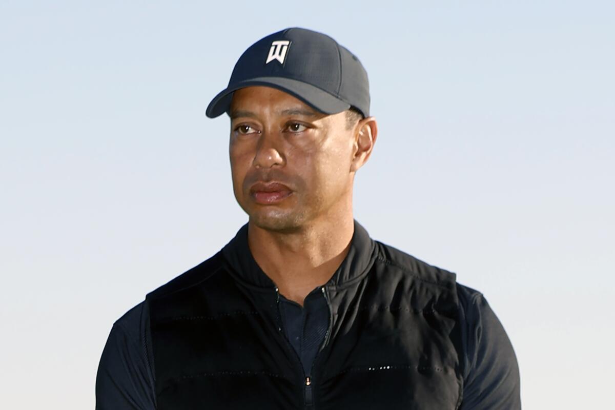Tiger Woods on Feb. 21 at the Genesis Invitational golf tournament at Riviera Country Club