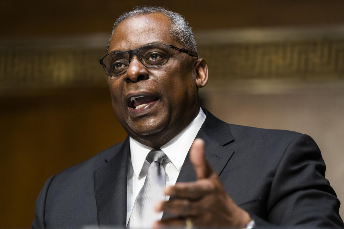 Secretary of Defense nominee Lloyd Austin speaks during his confirmation hearing.